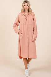 Mittoshop Button Down Long Sleeve Shirt Dress OutfitFlow